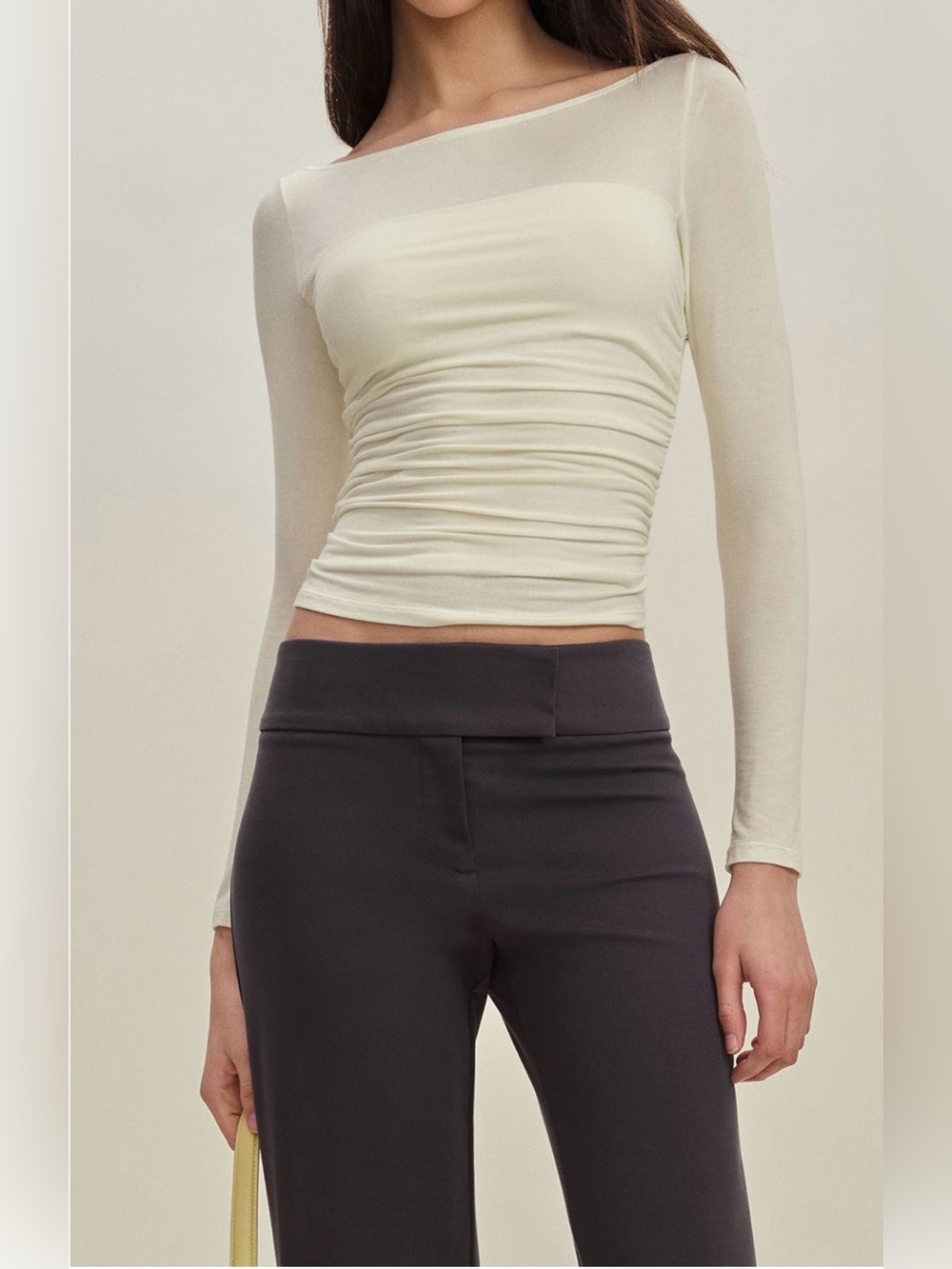 REFORMATION Julian Ruched Knit Ivory Top X-Large